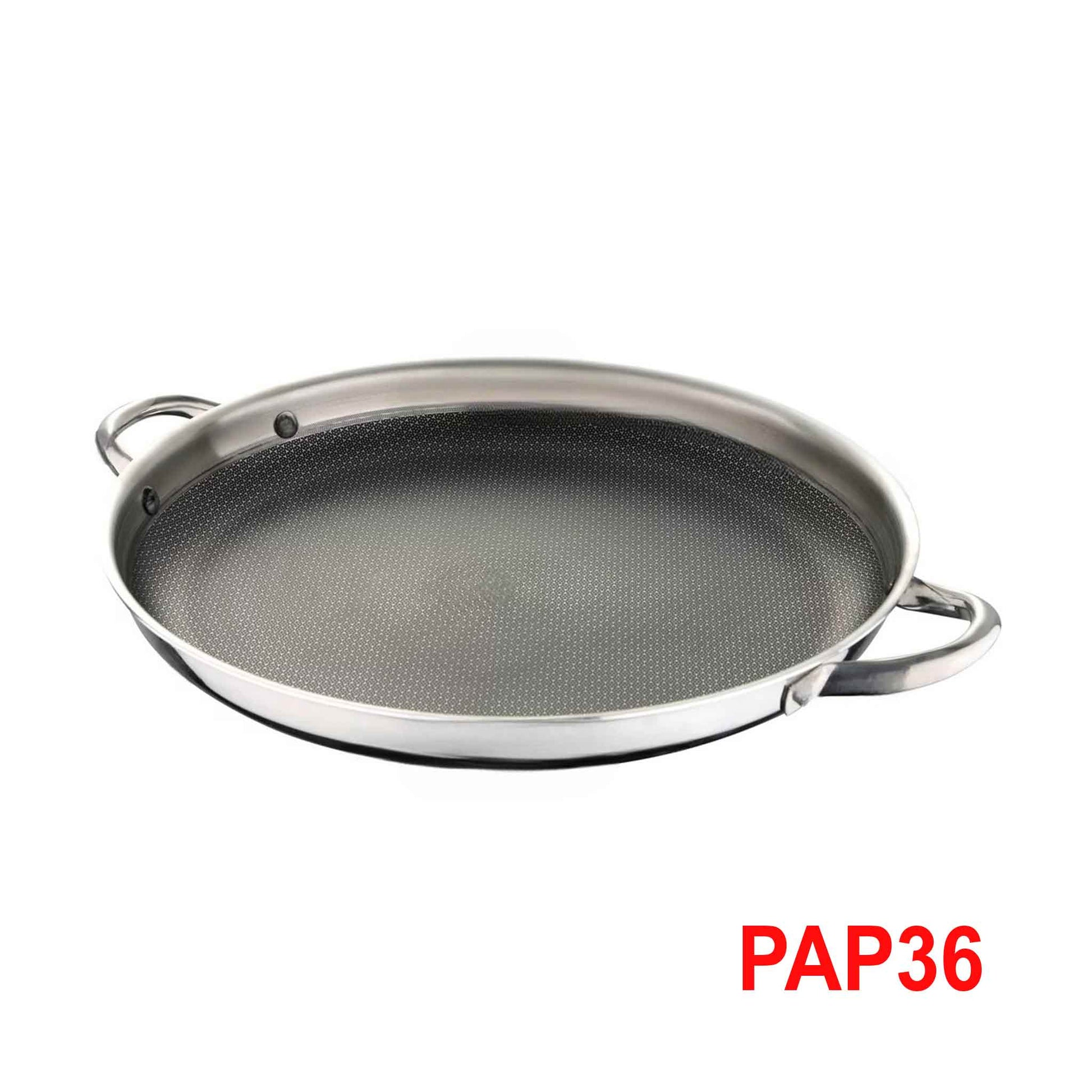PAP36-Paella Pfanne Edelstahl Wabenstruktur Ø36cm Induktion Pfanne Anti Haft Kratzfest Rostfrei