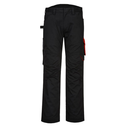 Portwest PW240 Hose – Schwarz/rot – strapazierfähige Arbeitshose