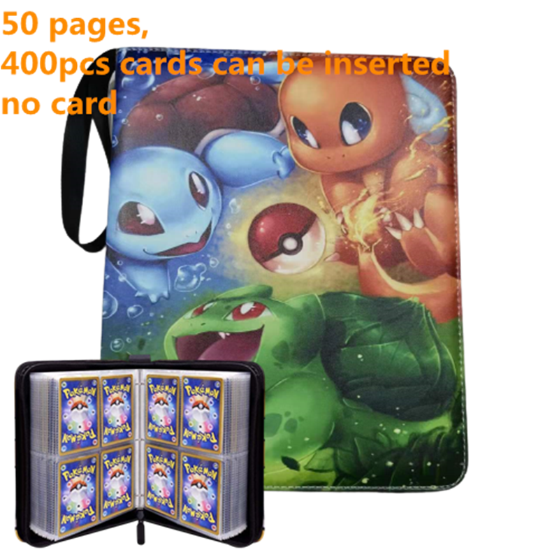Pokemon Card Case, 50 Pages, Can Insert 400pcs s, Portable, Waterproof, Zipper, Birthday Gift, Game Battle,  Storage,toy