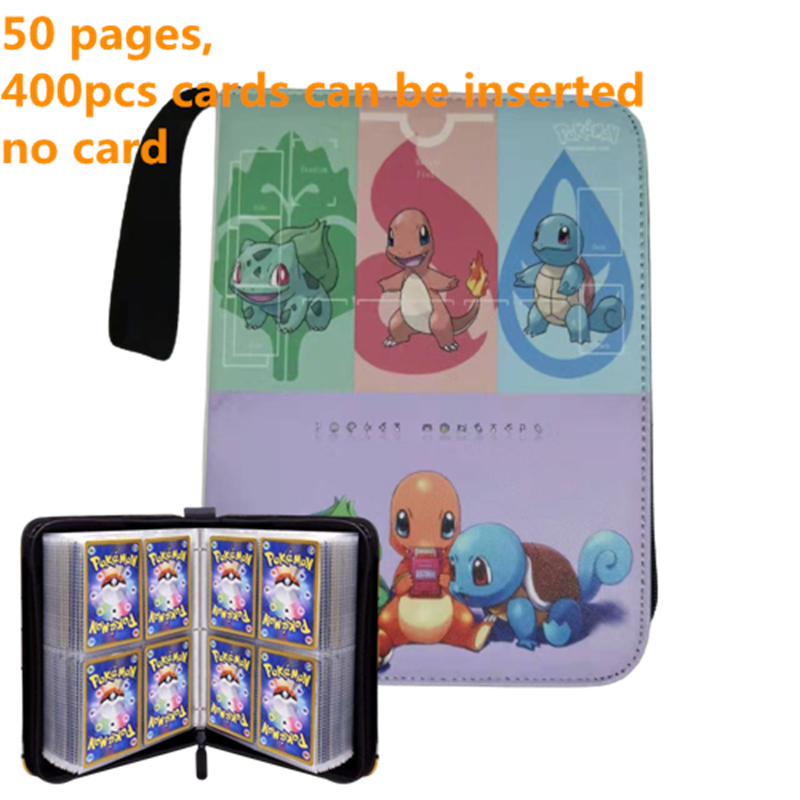 Pokemon Card Case, 50 Pages, Can Insert 400pcs s, Portable, Waterproof, Zipper, Birthday Gift, Game Battle,  Storage,toy
