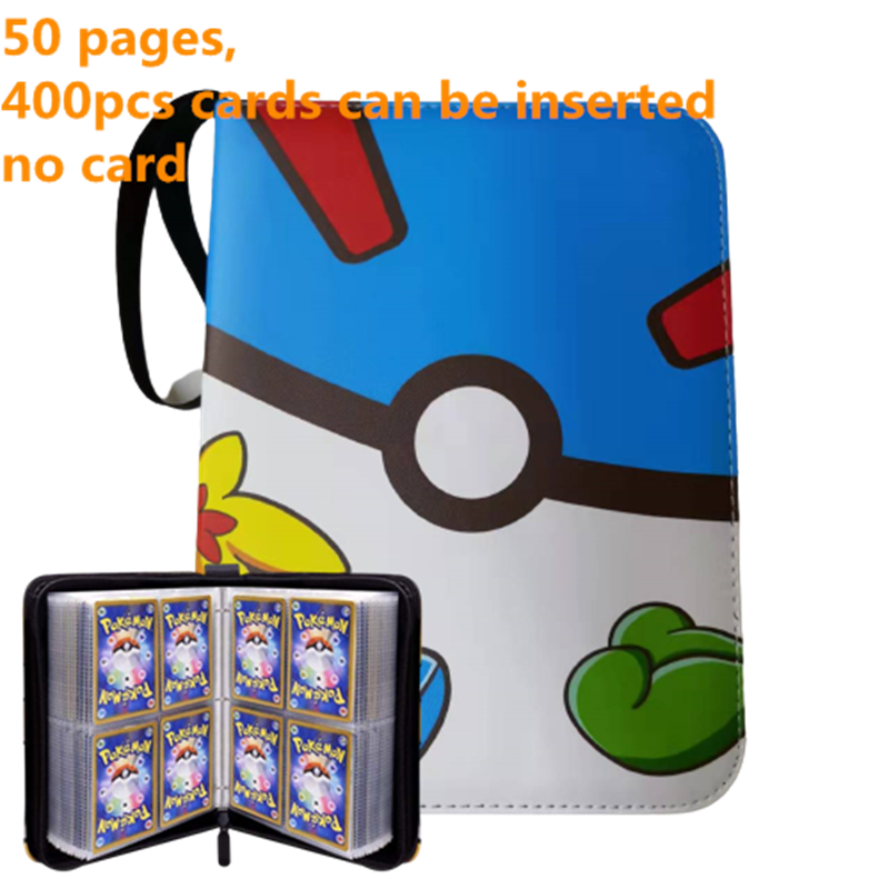Pokemon Card Case, 50 Pages, Can Insert 400pcs s, Portable, Waterproof, Zipper, Birthday Gift, Game Battle,  Storage,toy