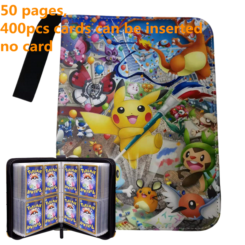 Pokemon Card Case, 50 Pages, Can Insert 400pcs s, Portable, Waterproof, Zipper, Birthday Gift, Game Battle,  Storage,toy