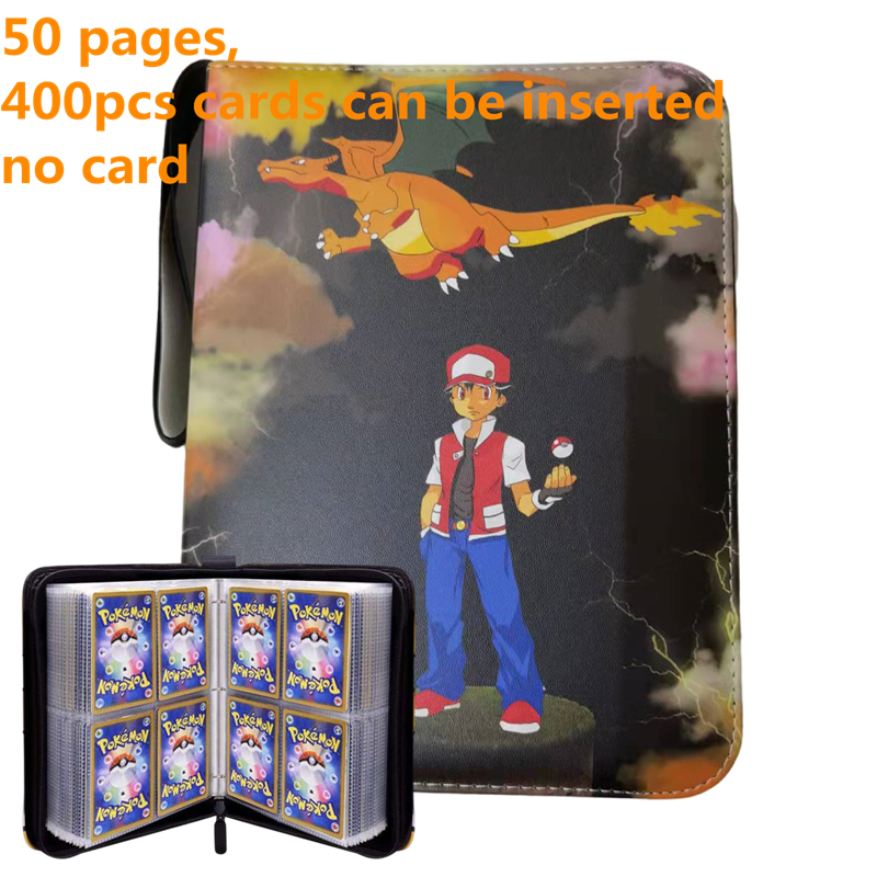 Pokemon Card Case, 50 Pages, Can Insert 400pcs s, Portable, Waterproof, Zipper, Birthday Gift, Game Battle,  Storage,toy