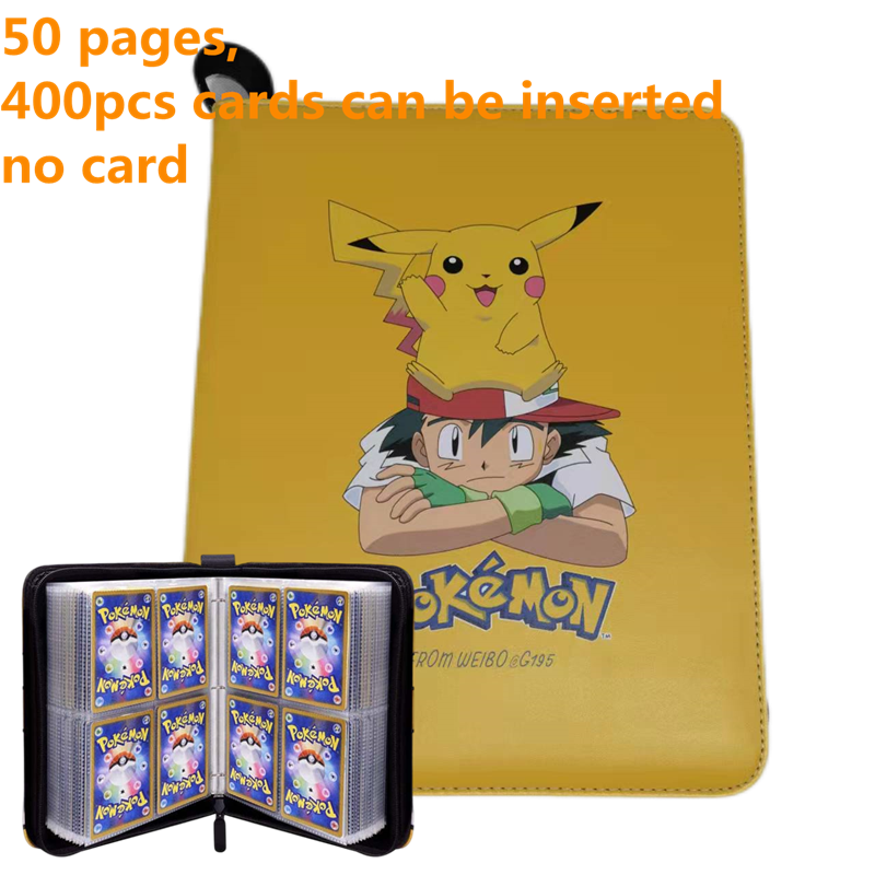 Pokemon Card Case, 50 Pages, Can Insert 400pcs s, Portable, Waterproof, Zipper, Birthday Gift, Game Battle,  Storage,toy