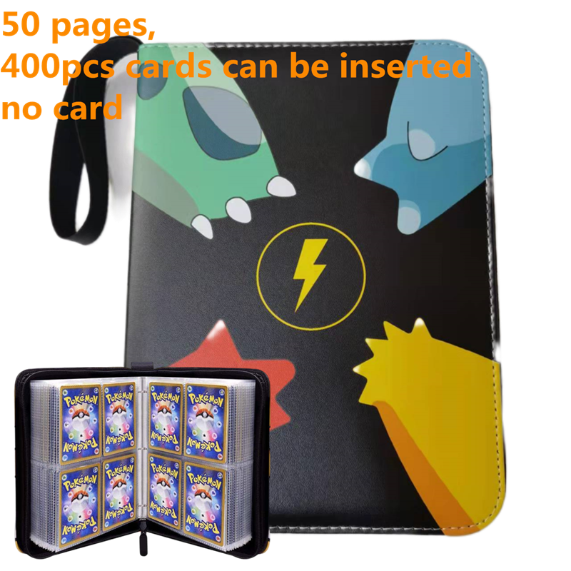 Pokemon Card Case, 50 Pages, Can Insert 400pcs s, Portable, Waterproof, Zipper, Birthday Gift, Game Battle,  Storage,toy