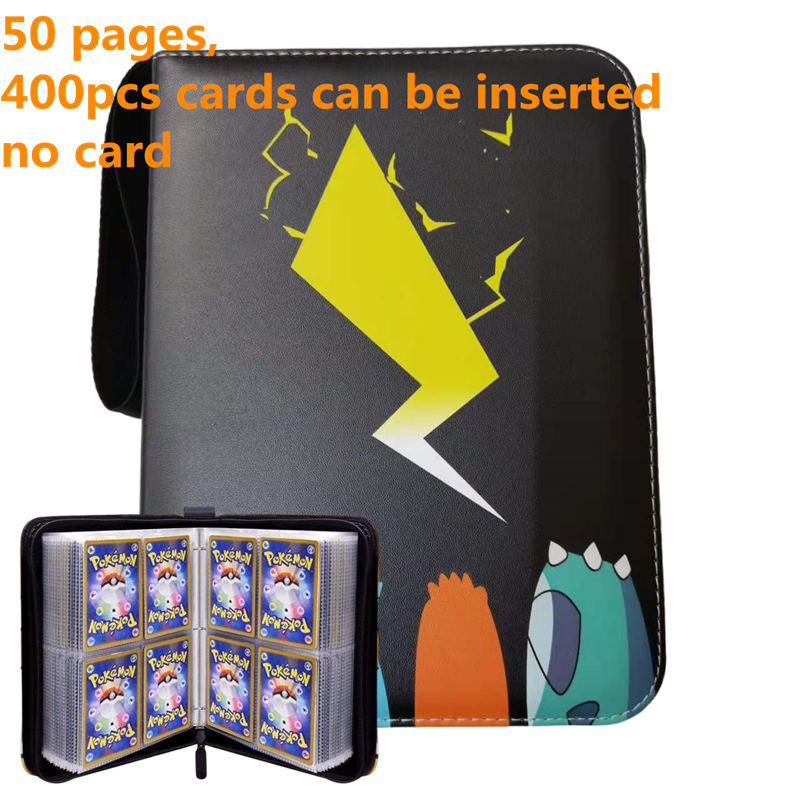 Pokemon Card Case, 50 Pages, Can Insert 400pcs s, Portable, Waterproof, Zipper, Birthday Gift, Game Battle,  Storage,toy