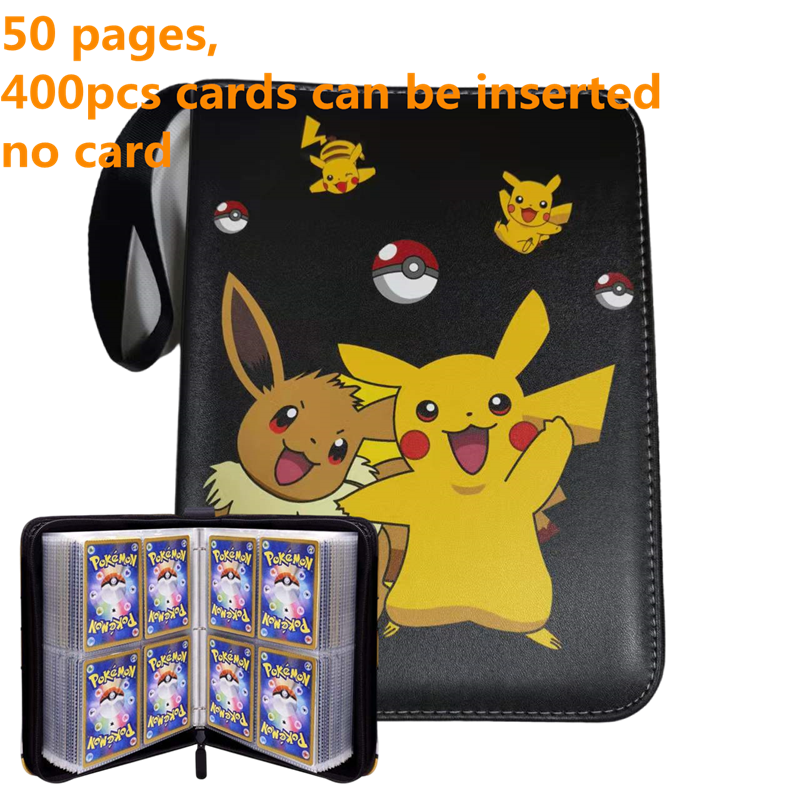 Pokemon Card Case, 50 Pages, Can Insert 400pcs s, Portable, Waterproof, Zipper, Birthday Gift, Game Battle,  Storage,toy