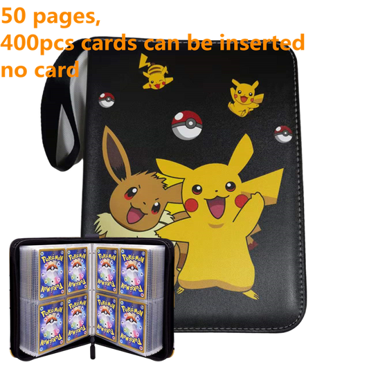 Pokemon Card Case, 50 Pages, Can Insert 400pcs s, Portable, Waterproof, Zipper, Birthday Gift, Game Battle,  Storage,toy