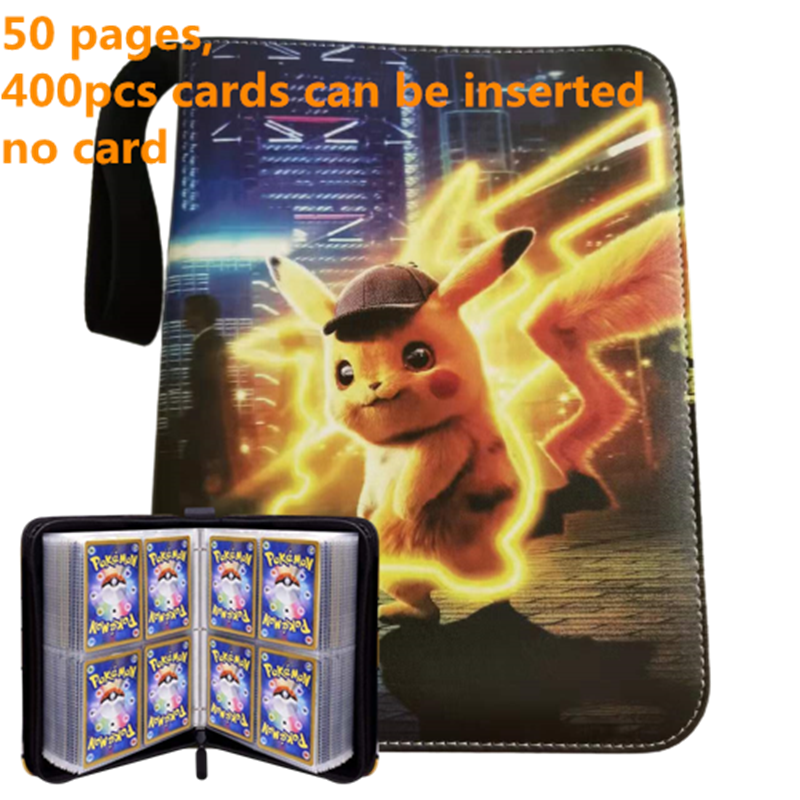 Pokemon Card Case, 50 Pages, Can Insert 400pcs s, Portable, Waterproof, Zipper, Birthday Gift, Game Battle,  Storage,toy