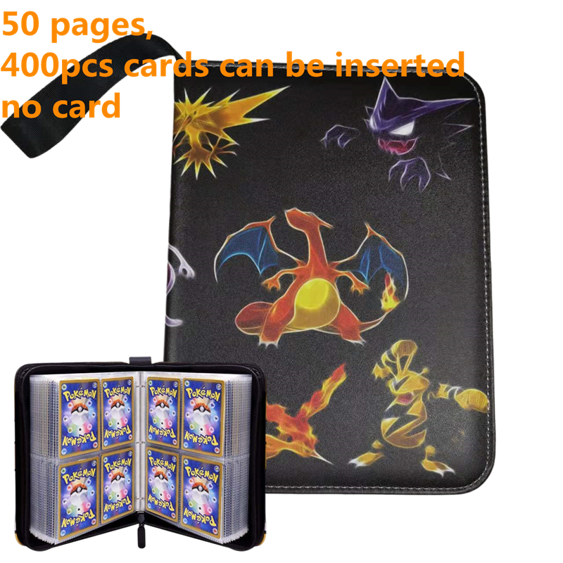 Pokemon Card Case, 50 Pages, Can Insert 400pcs s, Portable, Waterproof, Zipper, Birthday Gift, Game Battle,  Storage,toy