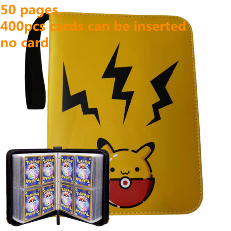 Pokemon Card Case, 50 Pages, Can Insert 400pcs s, Portable, Waterproof, Zipper, Birthday Gift, Game Battle,  Storage,toy
