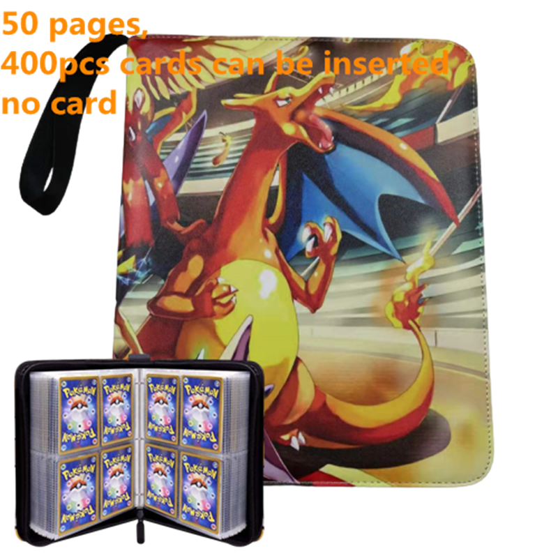 Pokemon Card Case, 50 Pages, Can Insert 400pcs s, Portable, Waterproof, Zipper, Birthday Gift, Game Battle,  Storage,toy