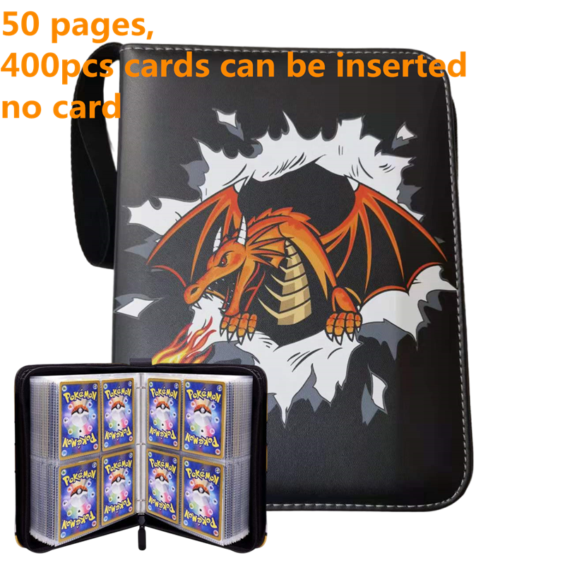Pokemon Card Case, 50 Pages, Can Insert 400pcs s, Portable, Waterproof, Zipper, Birthday Gift, Game Battle,  Storage,toy