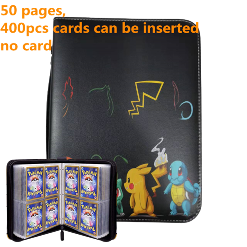 Pokemon Card Case, 50 Pages, Can Insert 400pcs s, Portable, Waterproof, Zipper, Birthday Gift, Game Battle,  Storage,toy
