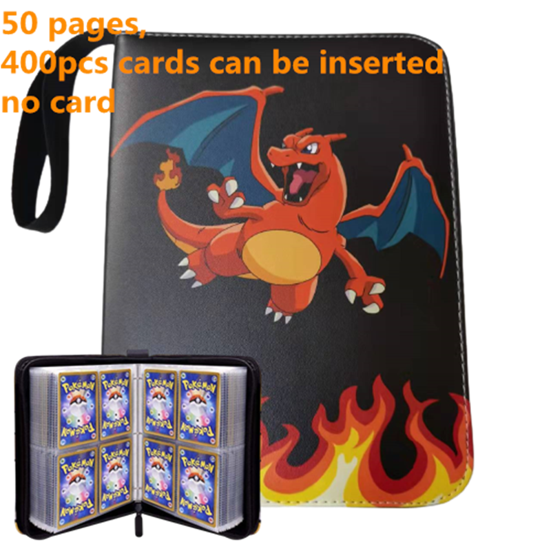 Pokemon Card Case, 50 Pages, Can Insert 400pcs s, Portable, Waterproof, Zipper, Birthday Gift, Game Battle,  Storage,toy