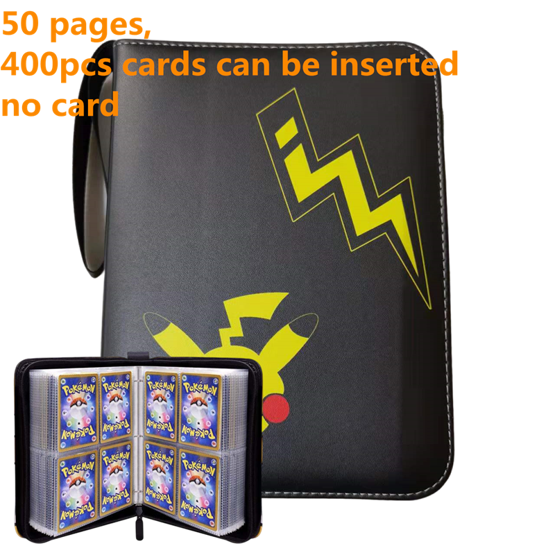 Pokemon Card Case, 50 Pages, Can Insert 400pcs s, Portable, Waterproof, Zipper, Birthday Gift, Game Battle,  Storage,toy