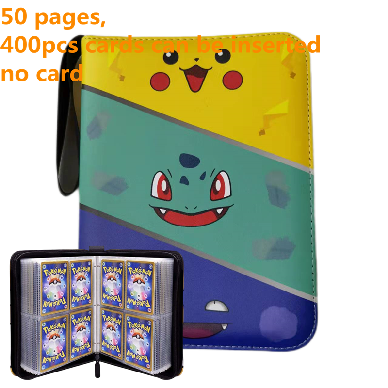 Pokemon Card Case, 50 Pages, Can Insert 400pcs s, Portable, Waterproof, Zipper, Birthday Gift, Game Battle,  Storage,toy