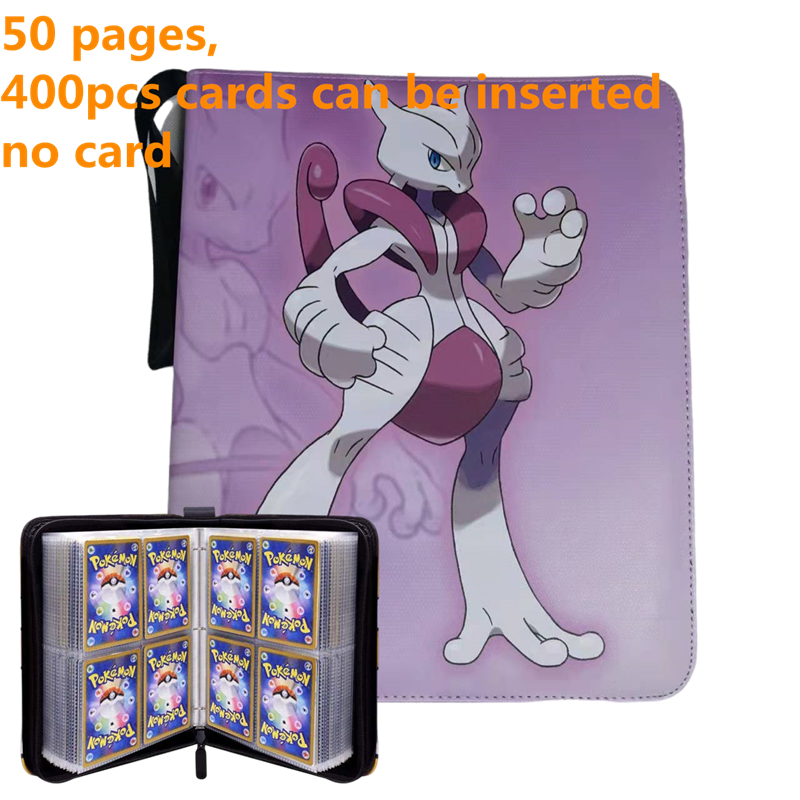 Pokemon Card Case, 50 Pages, Can Insert 400pcs s, Portable, Waterproof, Zipper, Birthday Gift, Game Battle,  Storage,toy