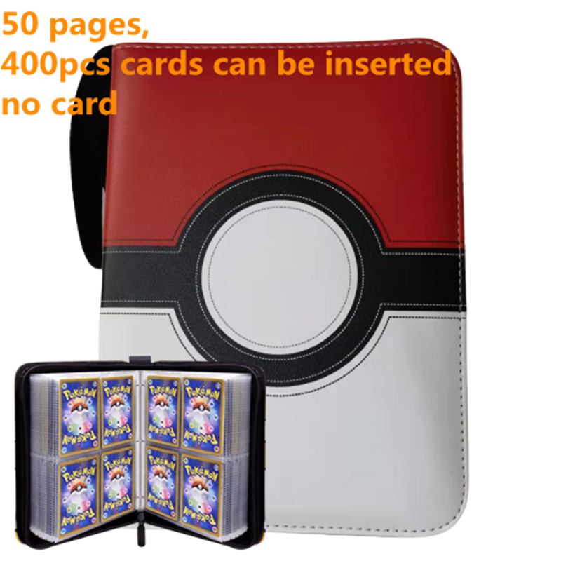 Pokemon Card Case, 50 Pages, Can Insert 400pcs s, Portable, Waterproof, Zipper, Birthday Gift, Game Battle,  Storage,toy