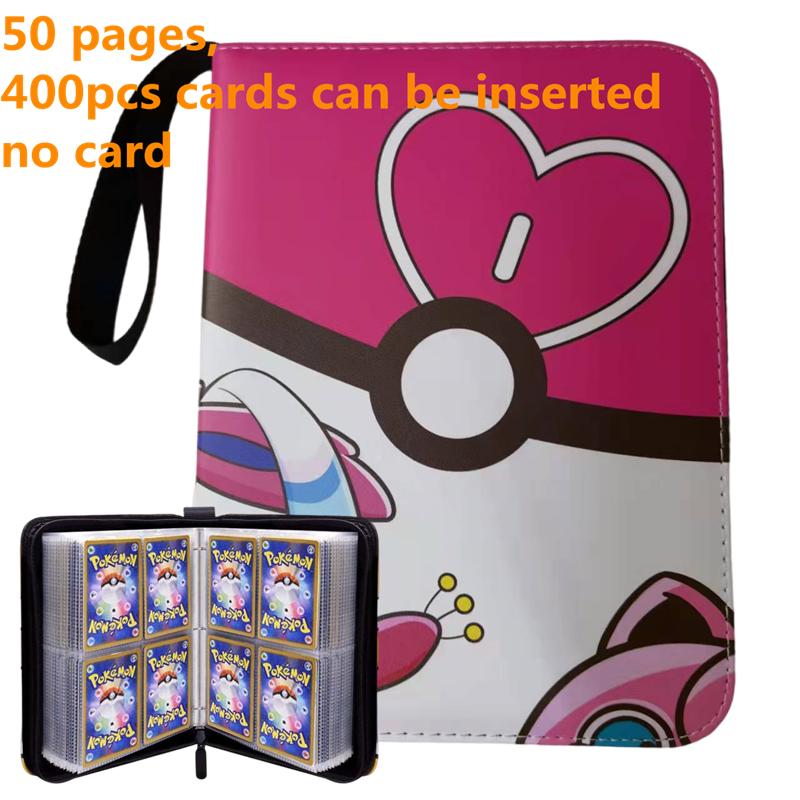 Pokemon Card Case, 50 Pages, Can Insert 400pcs s, Portable, Waterproof, Zipper, Birthday Gift, Game Battle,  Storage,toy