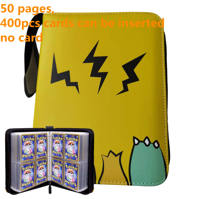 Pokemon Card Case, 50 Pages, Can Insert 400pcs s, Portable, Waterproof, Zipper, Birthday Gift, Game Battle,  Storage,toy