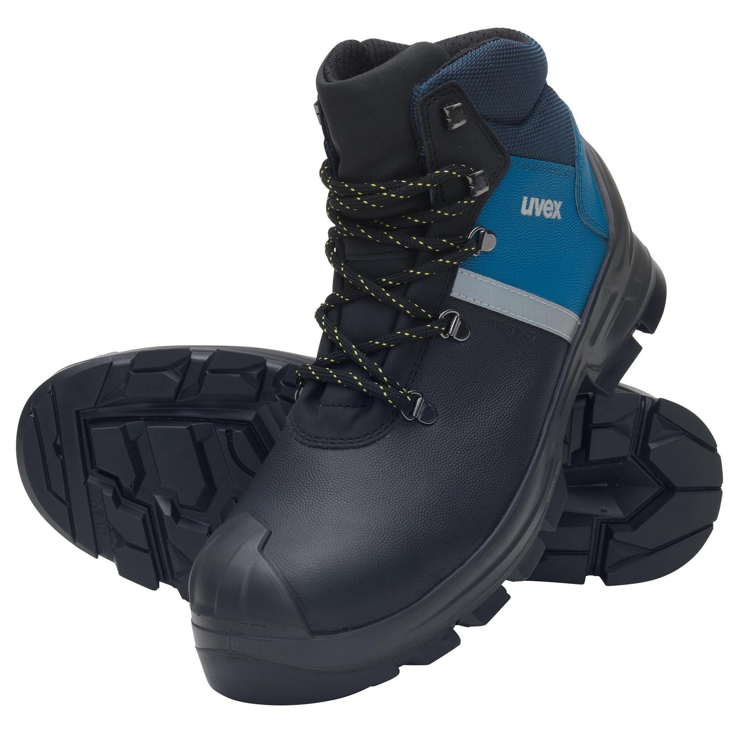 Uvex Stiefel 65132 schwarz/blau S3 Weite 11 beide schuhe mit Logo und schnur