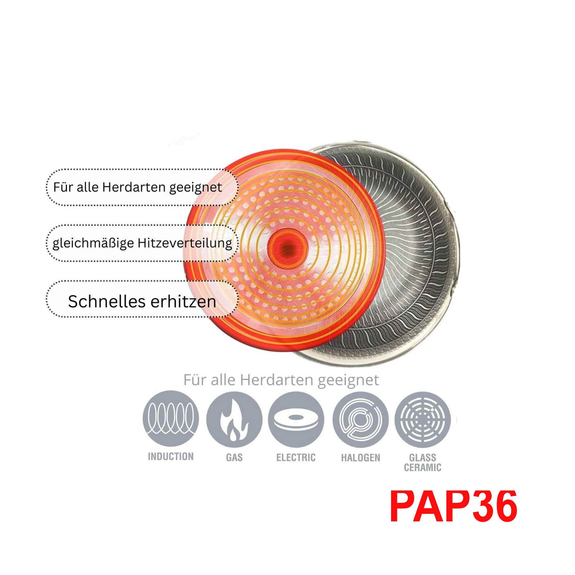 PAP36-Paella Pfanne Edelstahl Wabenstruktur Ø36cm Induktion Pfanne Anti Haft Kratzfest Rostfrei