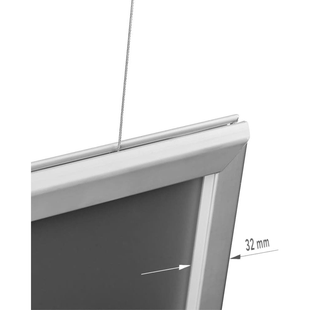 Hängender Alu Klapprahmen beidseitig, B2, 32mm, Silber