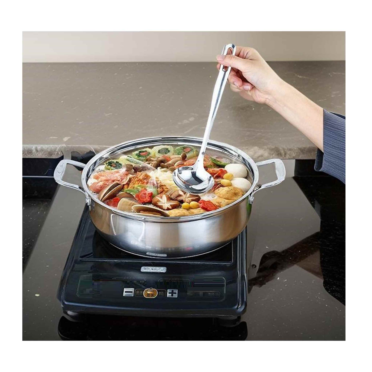 SS34SH Edelstahl Kochtopf Induktion Ø34cm Topf Pfanne Deckel Suppentopf ca. 15,4 L