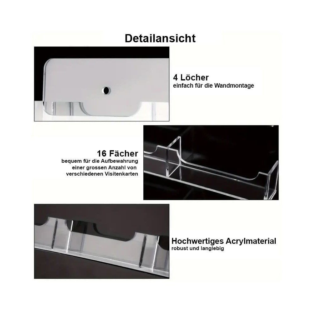 16-Fach Acryl Visitenkartenwandhalter