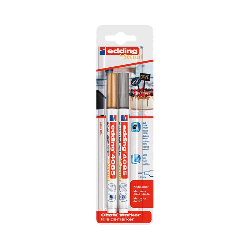Edding® Kreidemarker 4085, 1-2mm, 2er-Set (Gold, Silber)
