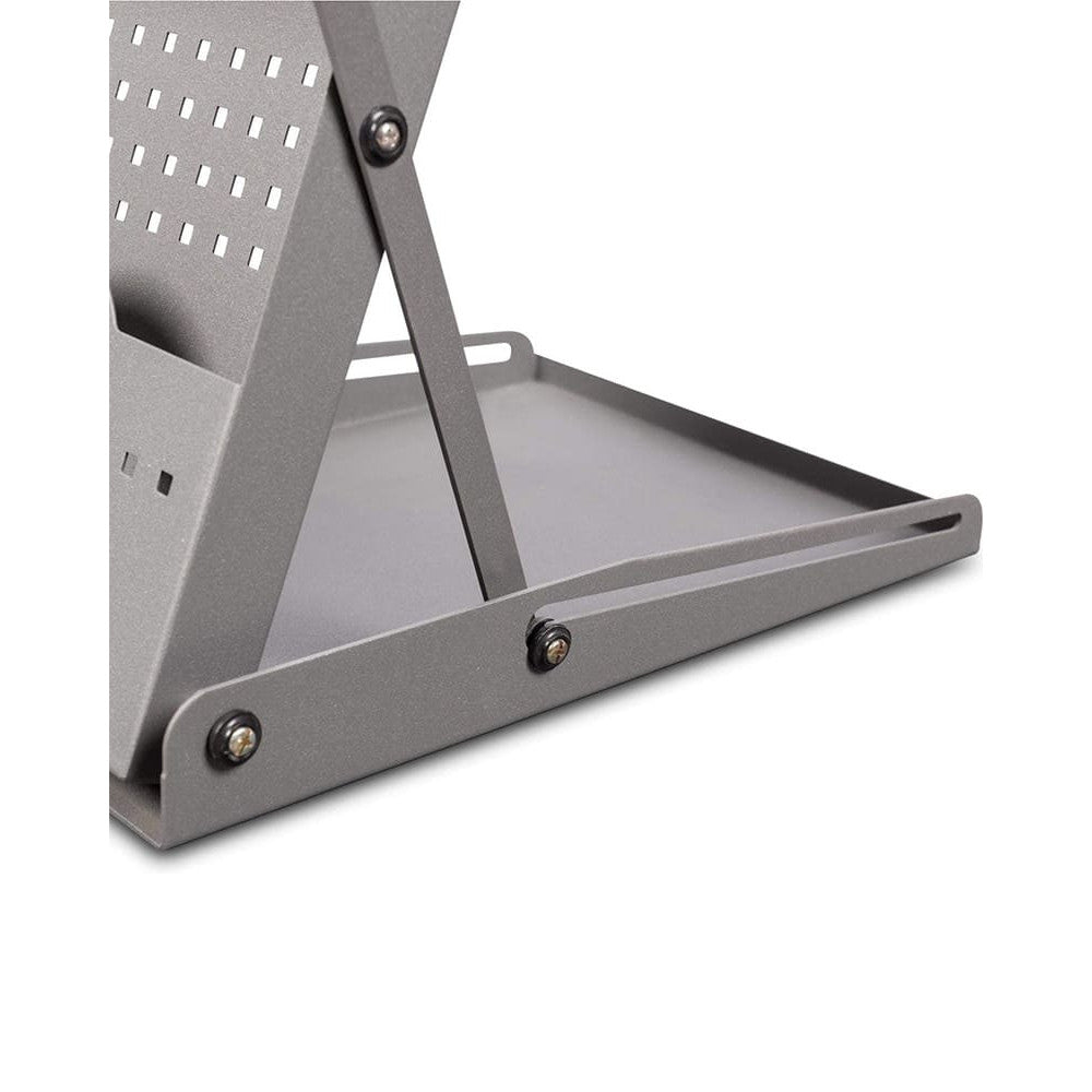 Faltbarer 2 in 1 Prospektständer Concord mit Theke, A4, Grau/Holz