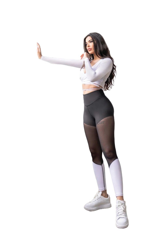 1004 Extra High Waist Leggings in Schwarz & Weiss