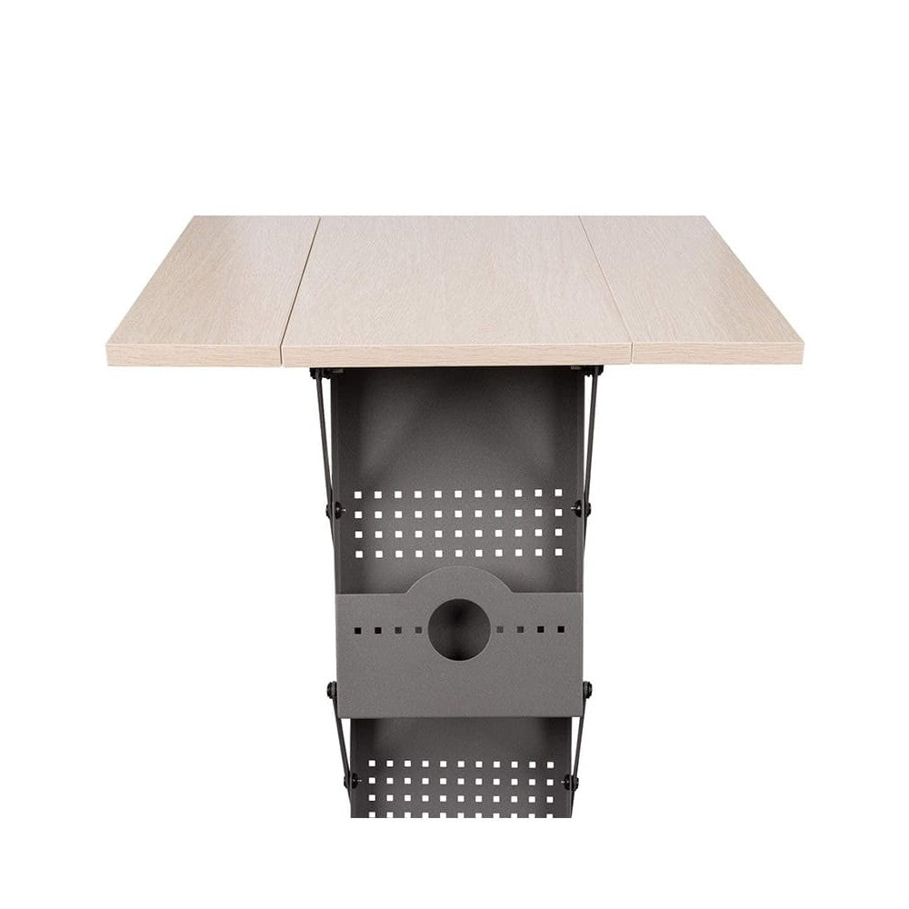 Faltbarer 2 in 1 Prospektständer Concord mit Theke, A4, Grau/Holz
