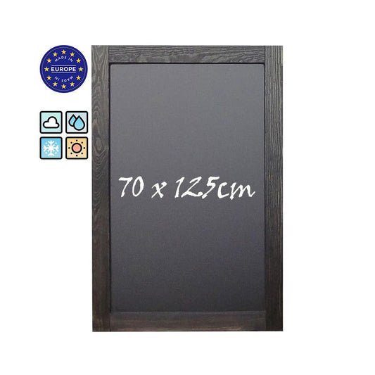 XXL Wandkreidetafel mit Kiefer-Holzrahmen, 70x125cm, Schwarz