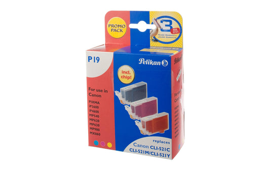 Pelikan Tintenset Canon CLI-521 C, M, Y - WERBE-WELT.SHOP