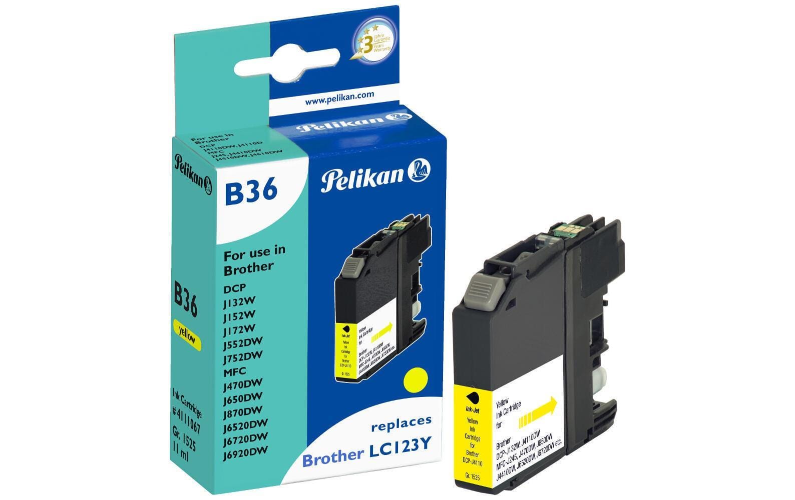 Pelikan Tinte Brother LC-123Y Yellow - WERBE-WELT.SHOP