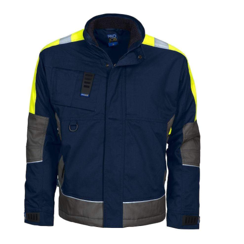 Projob Herren Arbeits Jacke mit fluoreszierenden Kontrastelementen, gefüttert